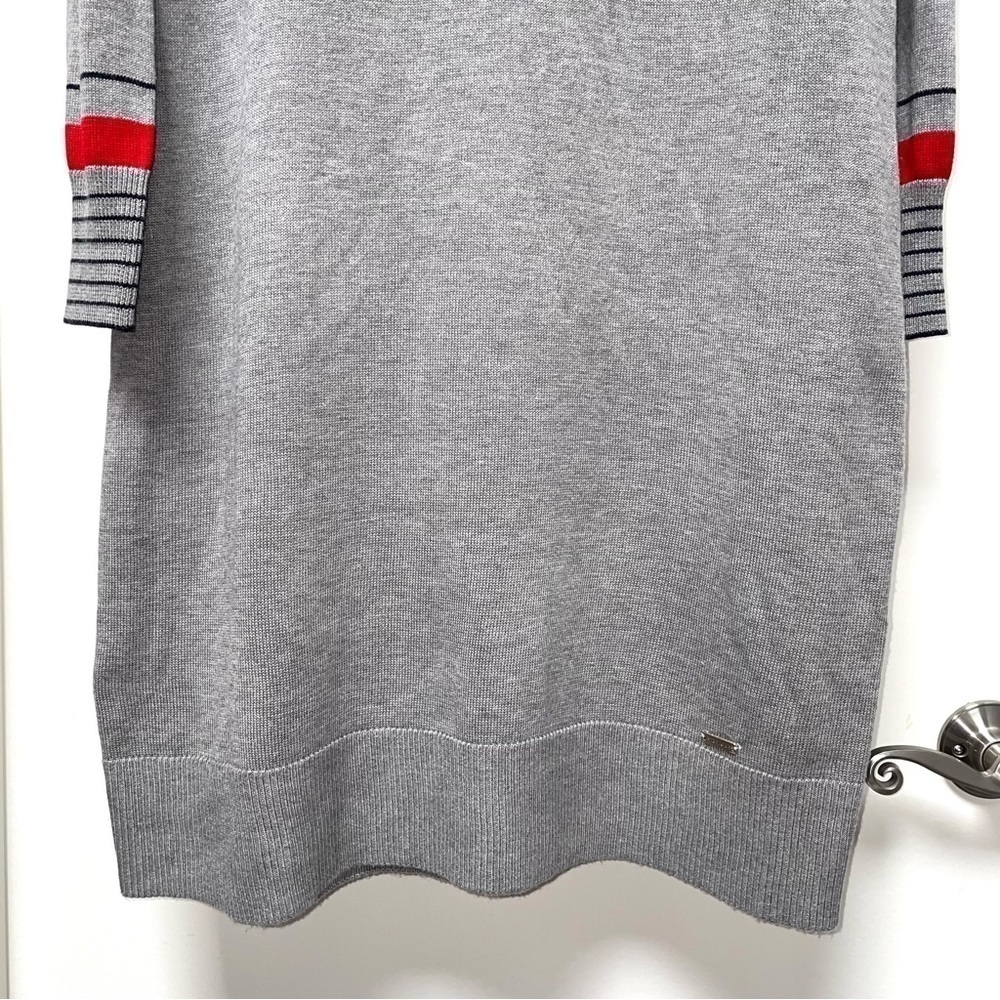 Tommy Hilfiger Embellished Heart Sweater Dress Size Large Gray Red Blue - Picture 5 of 11